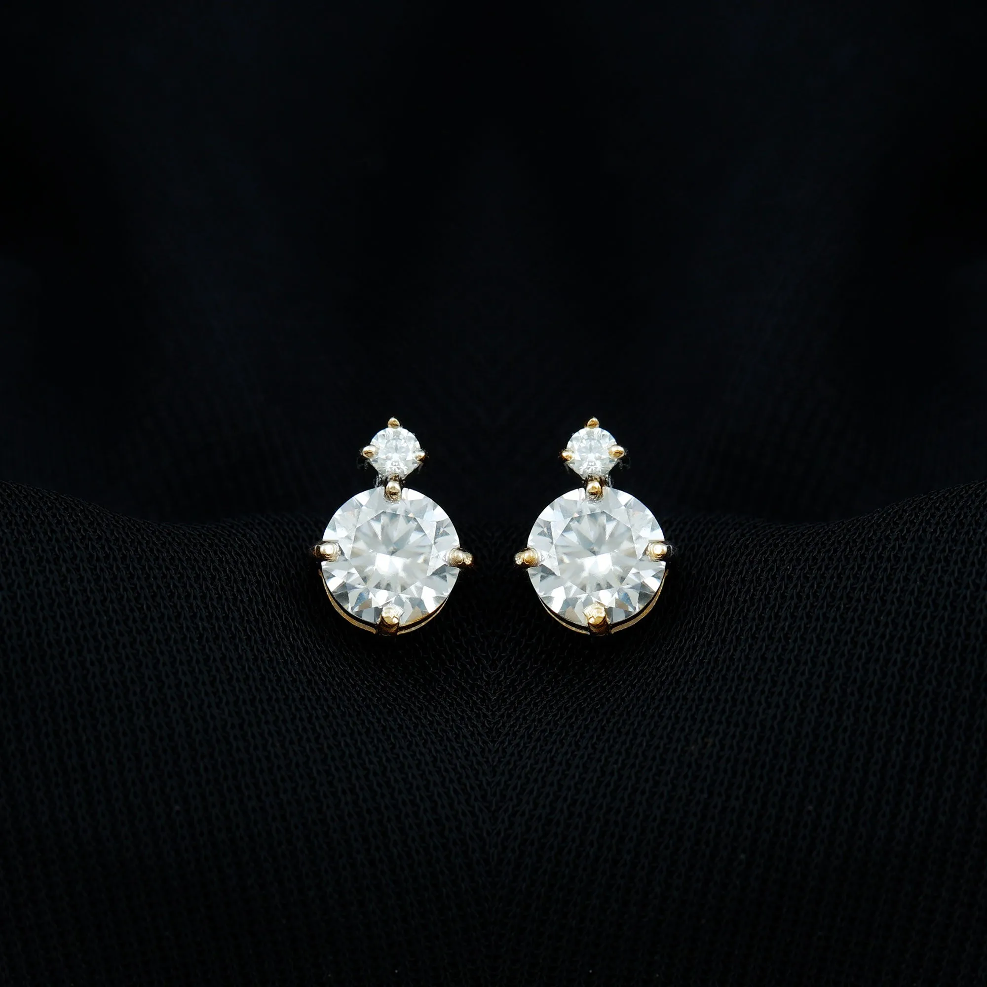 Simple Round Moissanite Solitaire Stud Earrings