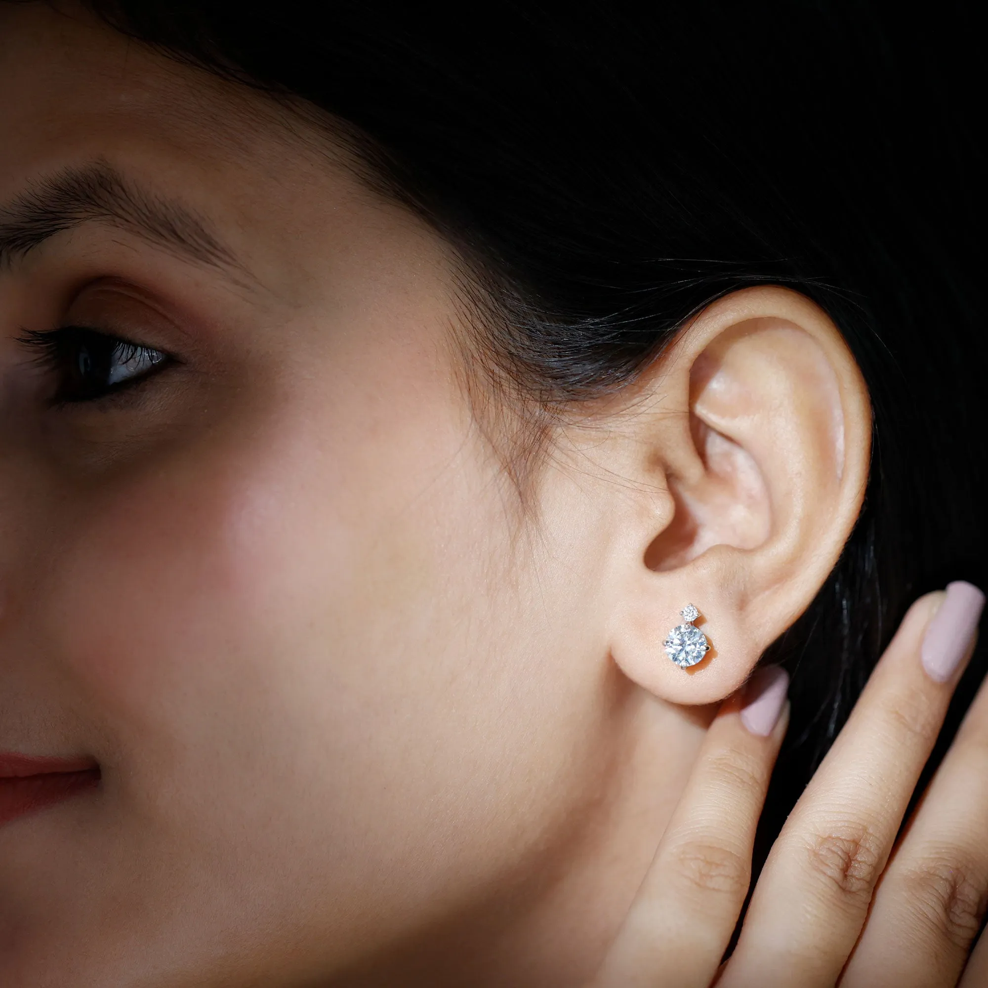 Simple Round Moissanite Solitaire Stud Earrings