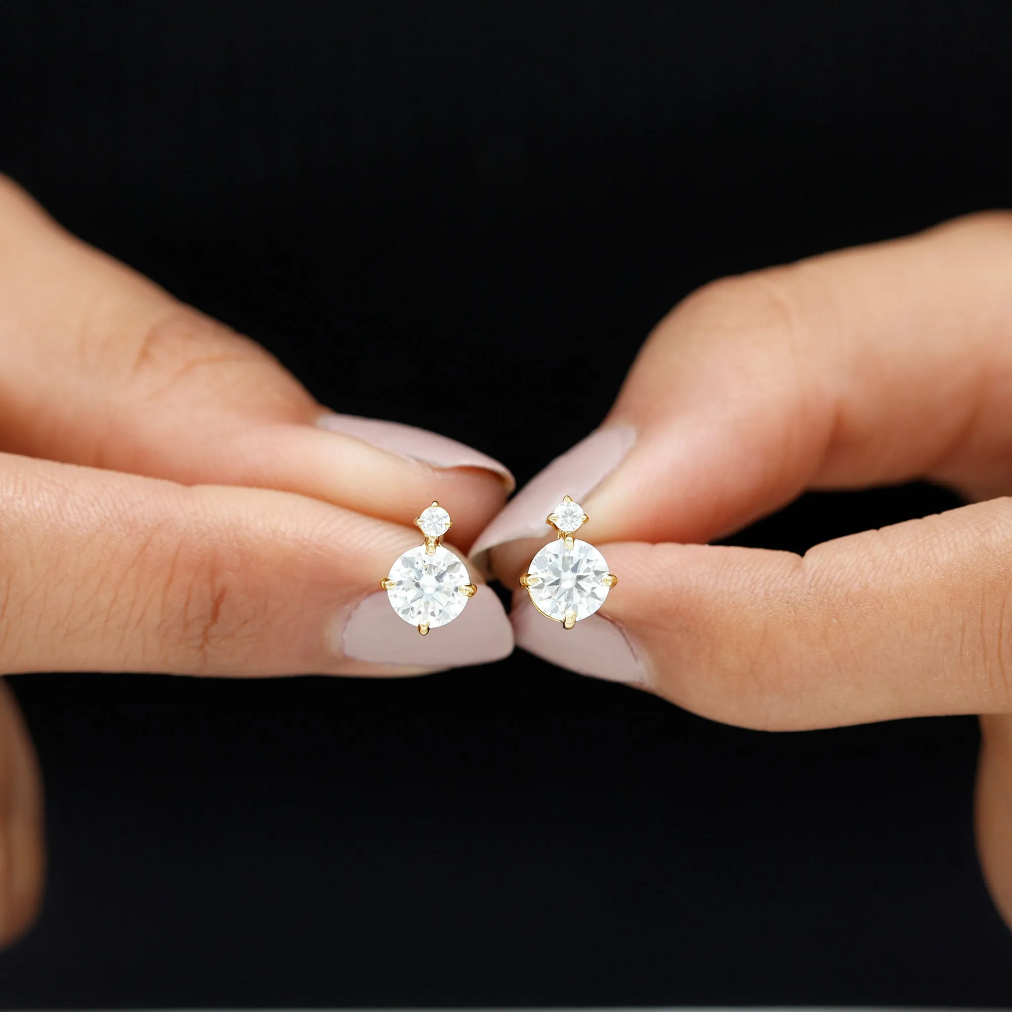 Simple Round Moissanite Solitaire Stud Earrings