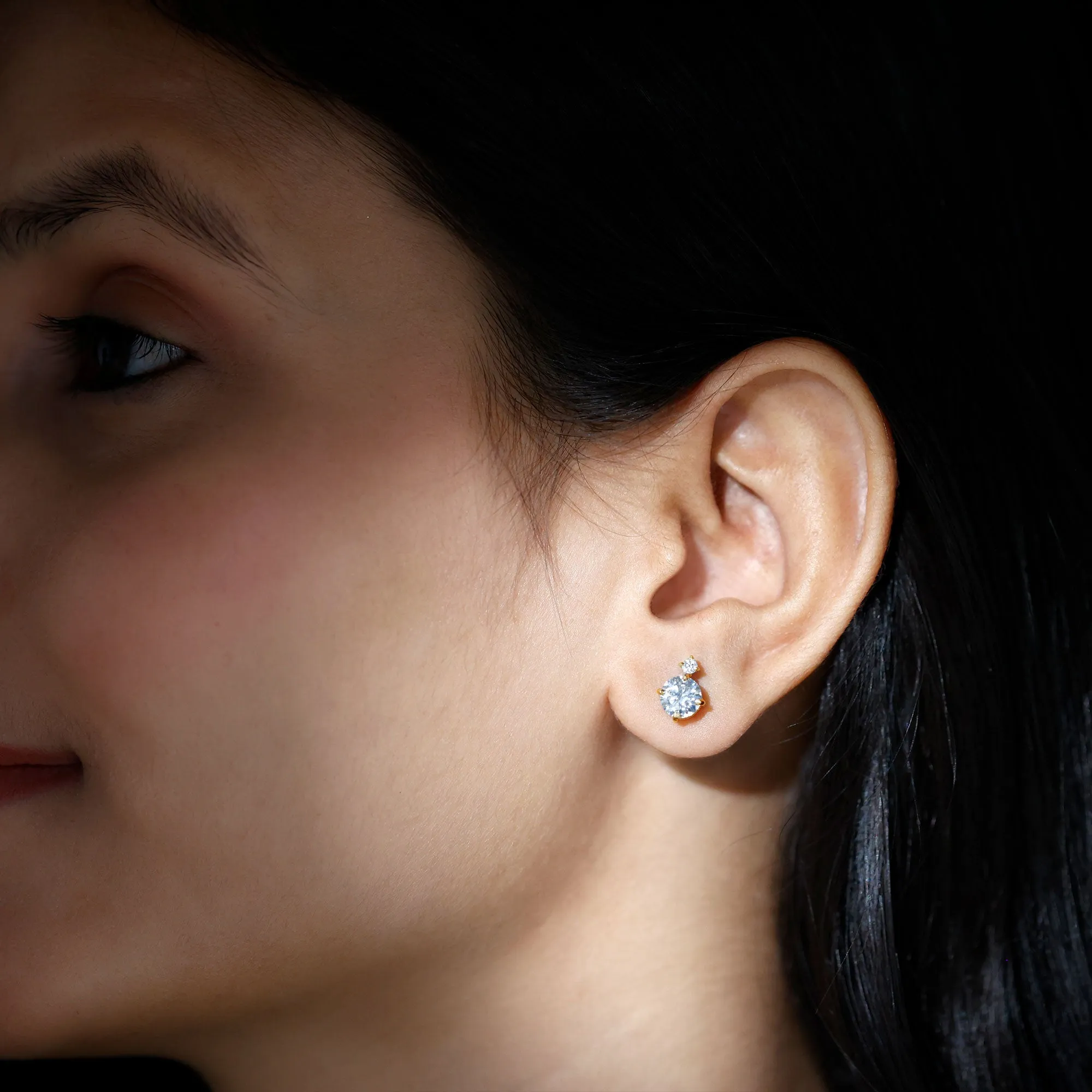 Simple Round Moissanite Solitaire Stud Earrings