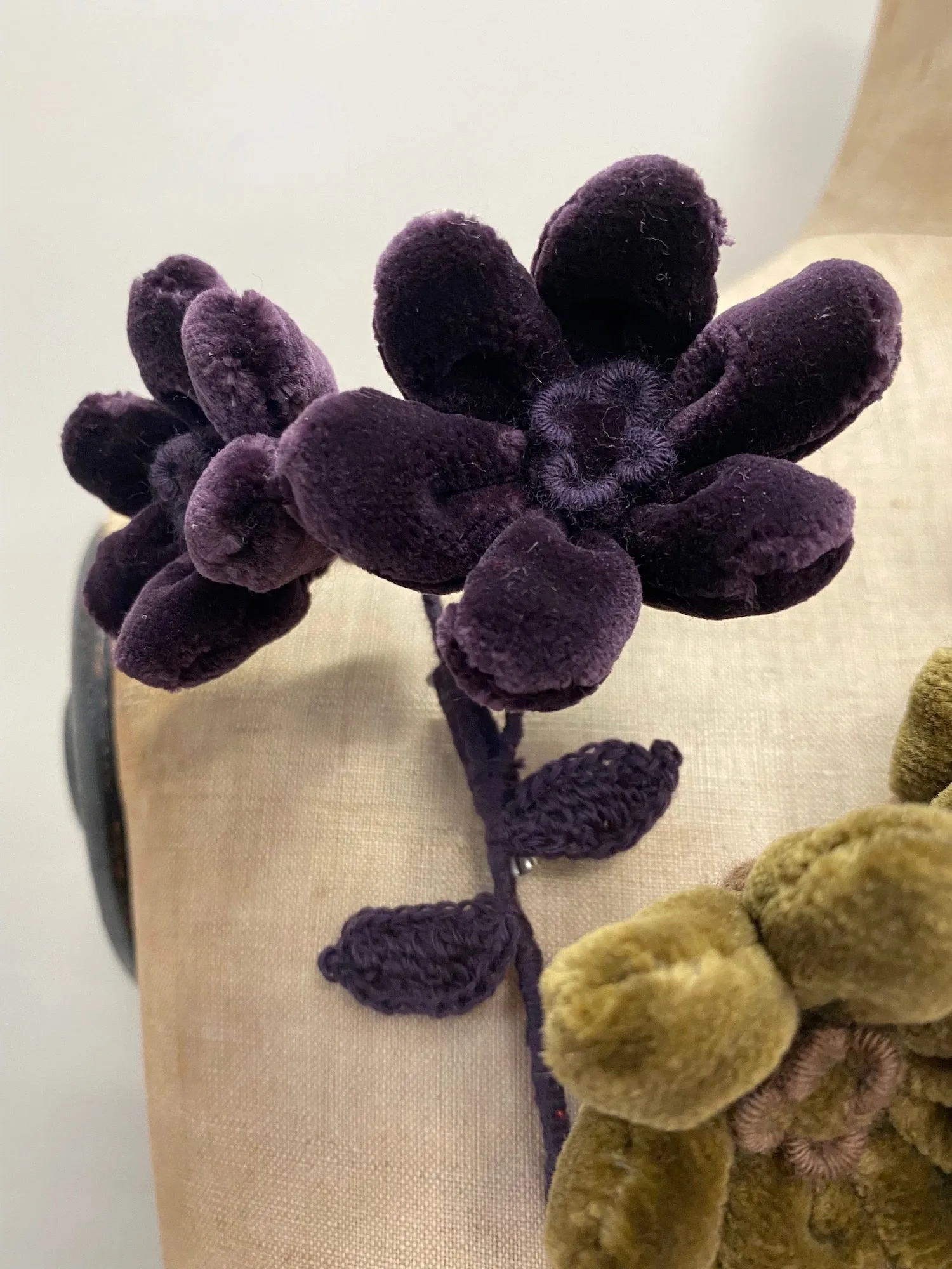 Sophie Digard Velvet Twin Flower Brooches