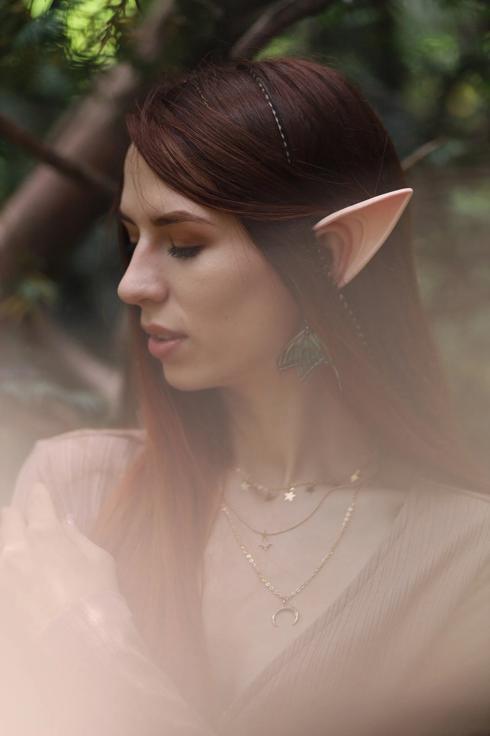Spanish Luna Moth Wings Earrings in Boho Style