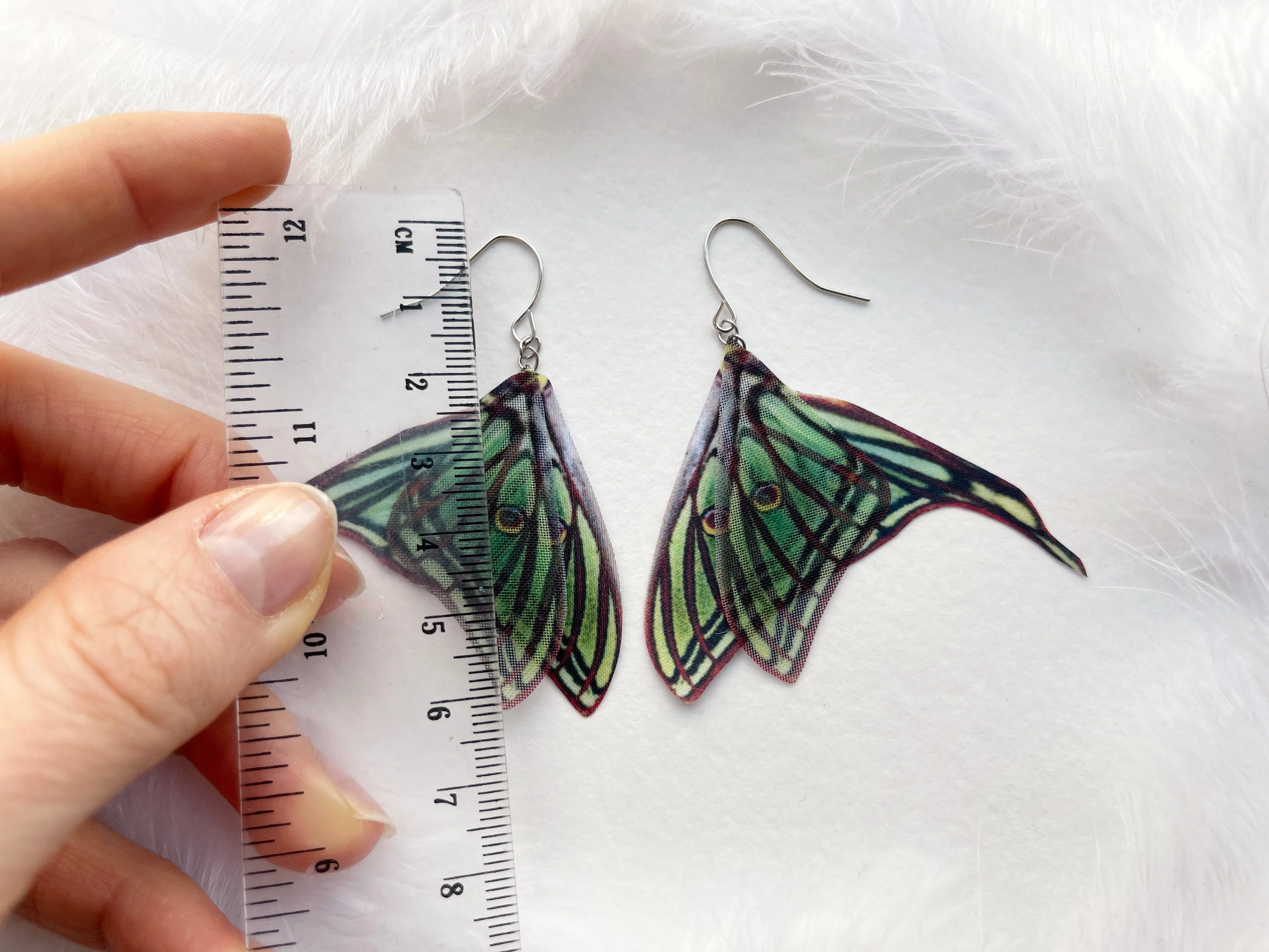 Spanish Luna Moth Wings Earrings in Boho Style