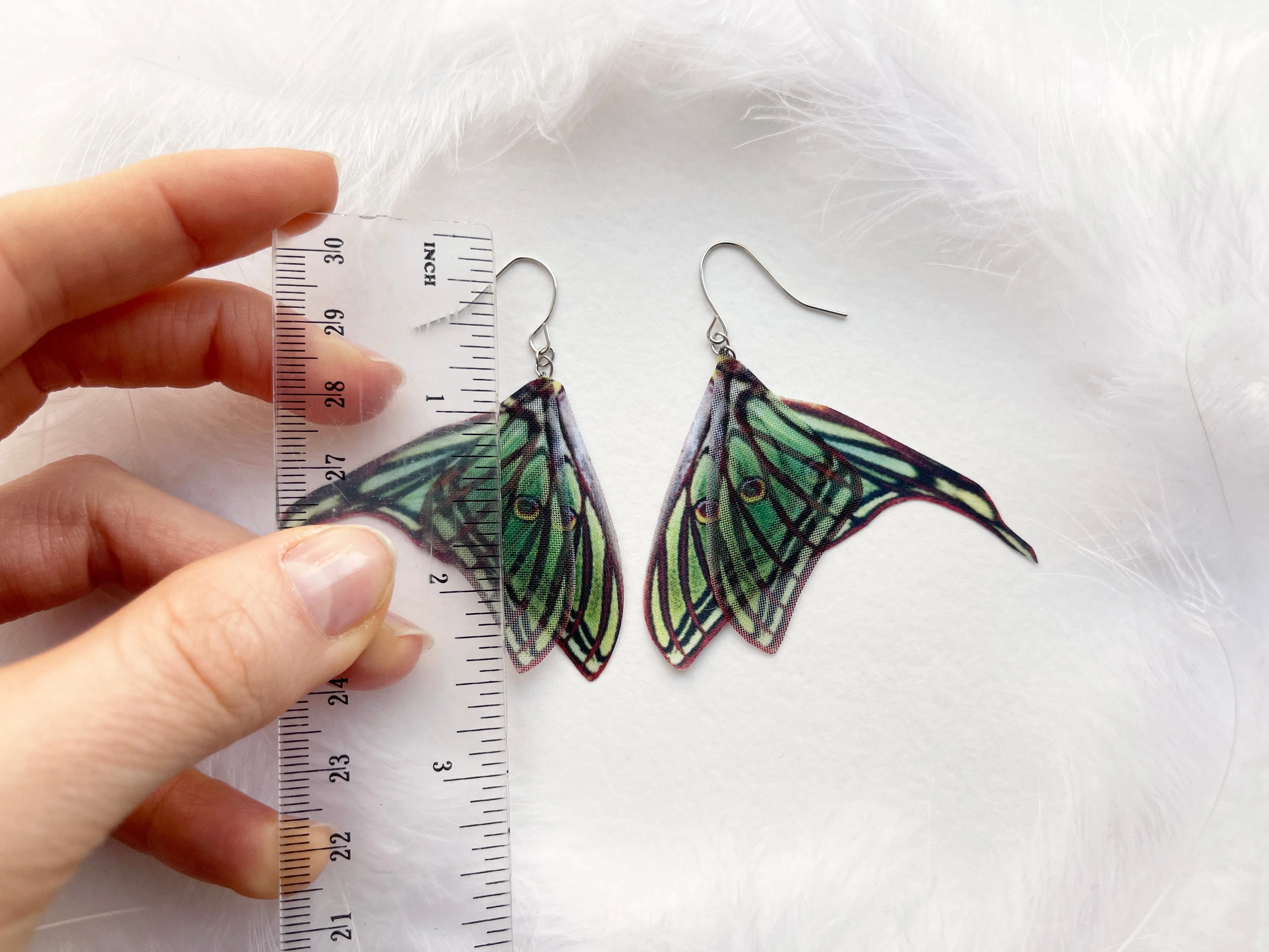 Spanish Luna Moth Wings Earrings in Boho Style