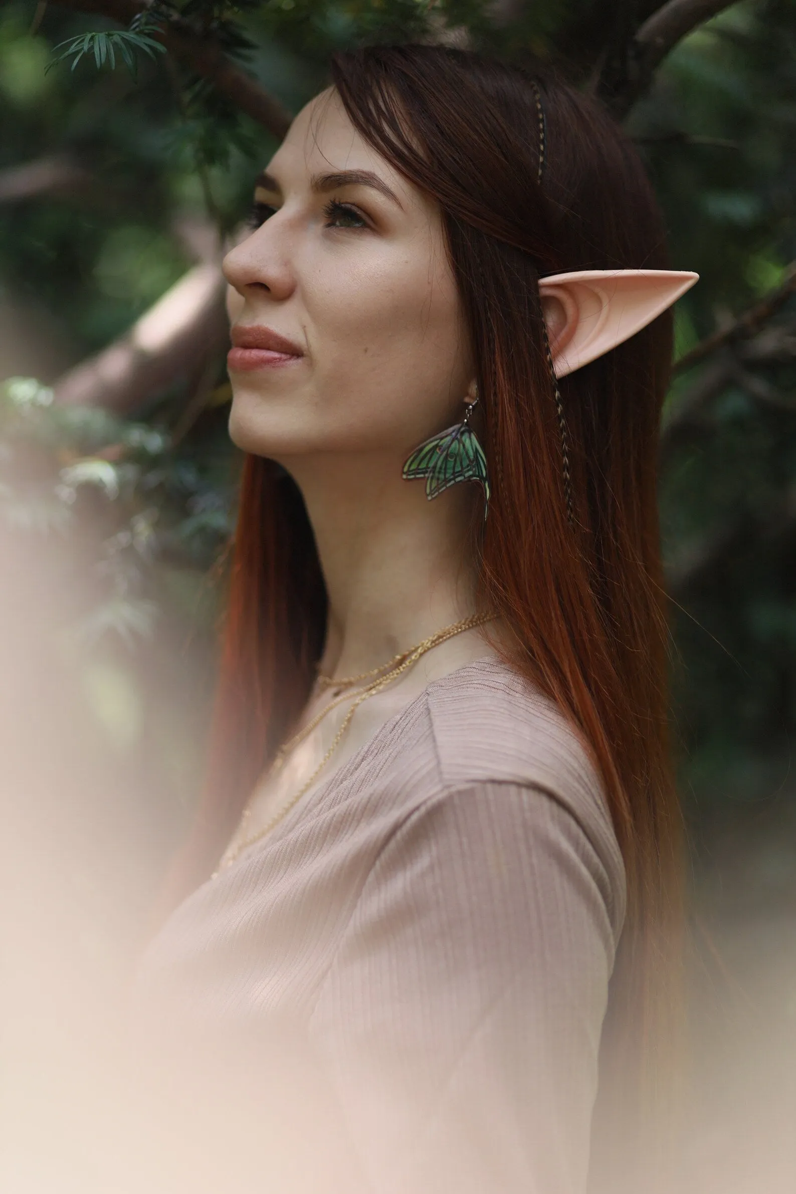 Spanish Luna Moth Wings Earrings in Boho Style