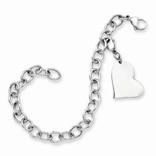 Stainless Steel Heart Charm Bracelet