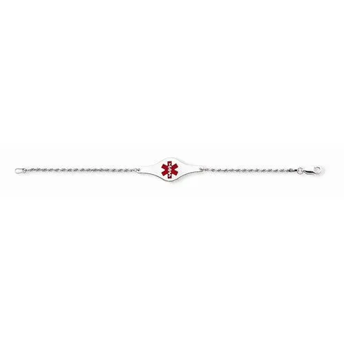 Sterling Silver Childrens Medical Id Bracelet with Rope Li , 6 inches, Beautiful Bracelets For Women
