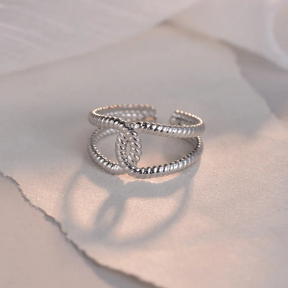 Stylish Couples Stainless Steel Geometric Ring Set