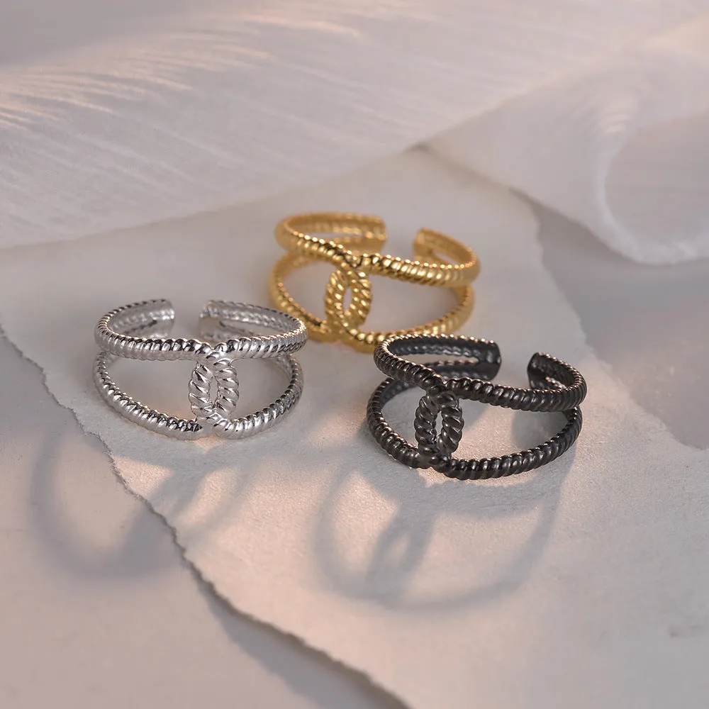 Stylish Couples Stainless Steel Geometric Ring Set