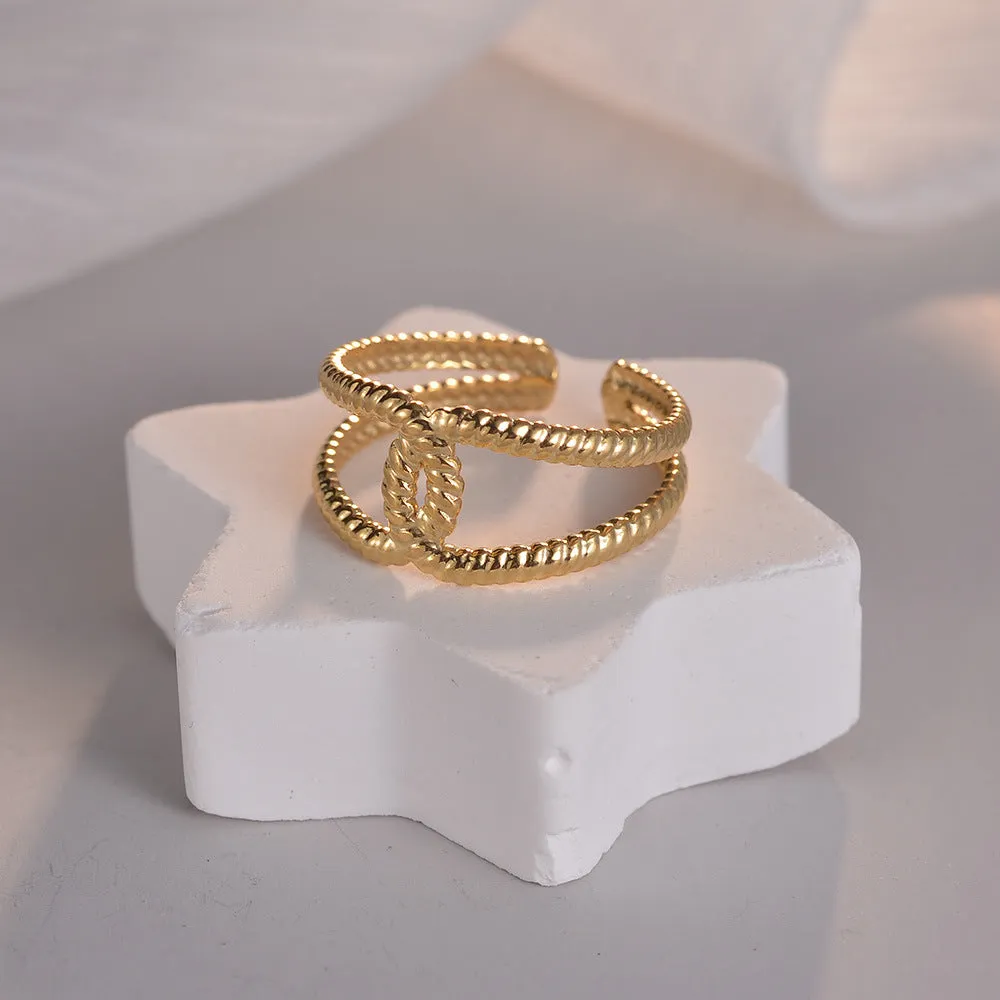 Stylish Couples Stainless Steel Geometric Ring Set