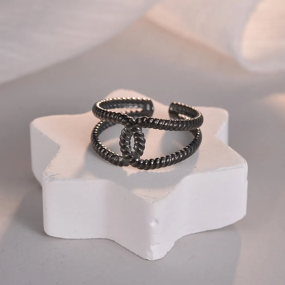 Stylish Couples Stainless Steel Geometric Ring Set