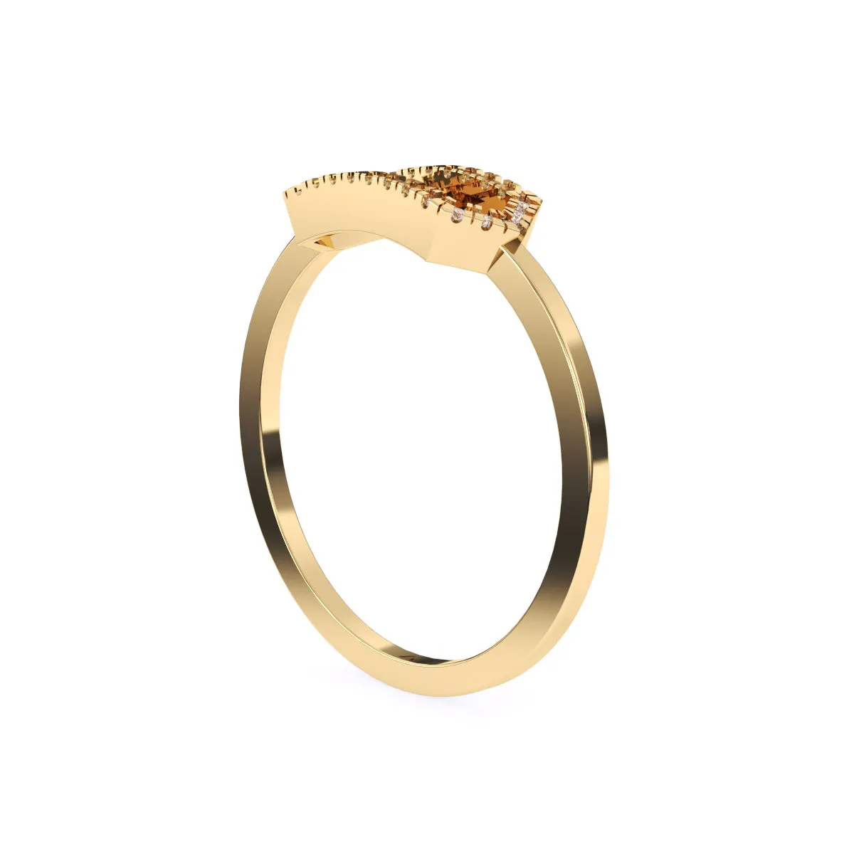Stylish Open Hexagon Shape Diamond Ring