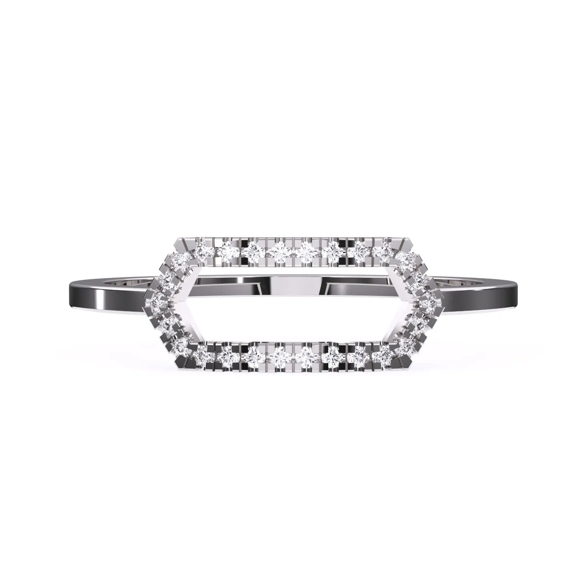 Stylish Open Hexagon Shape Diamond Ring
