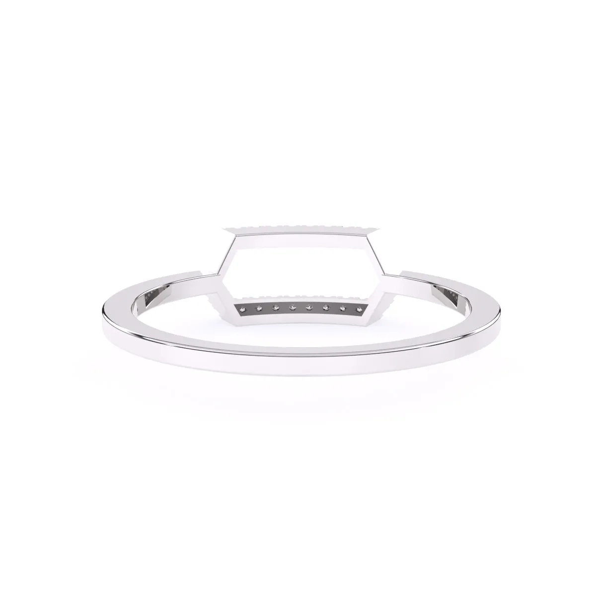 Stylish Open Hexagon Shape Diamond Ring