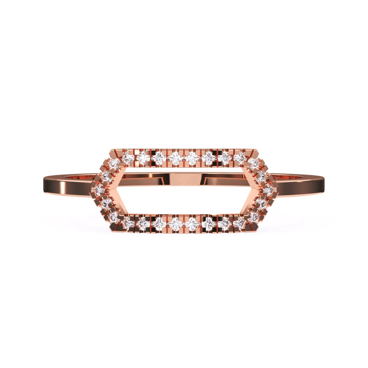 Stylish Open Hexagon Shape Diamond Ring