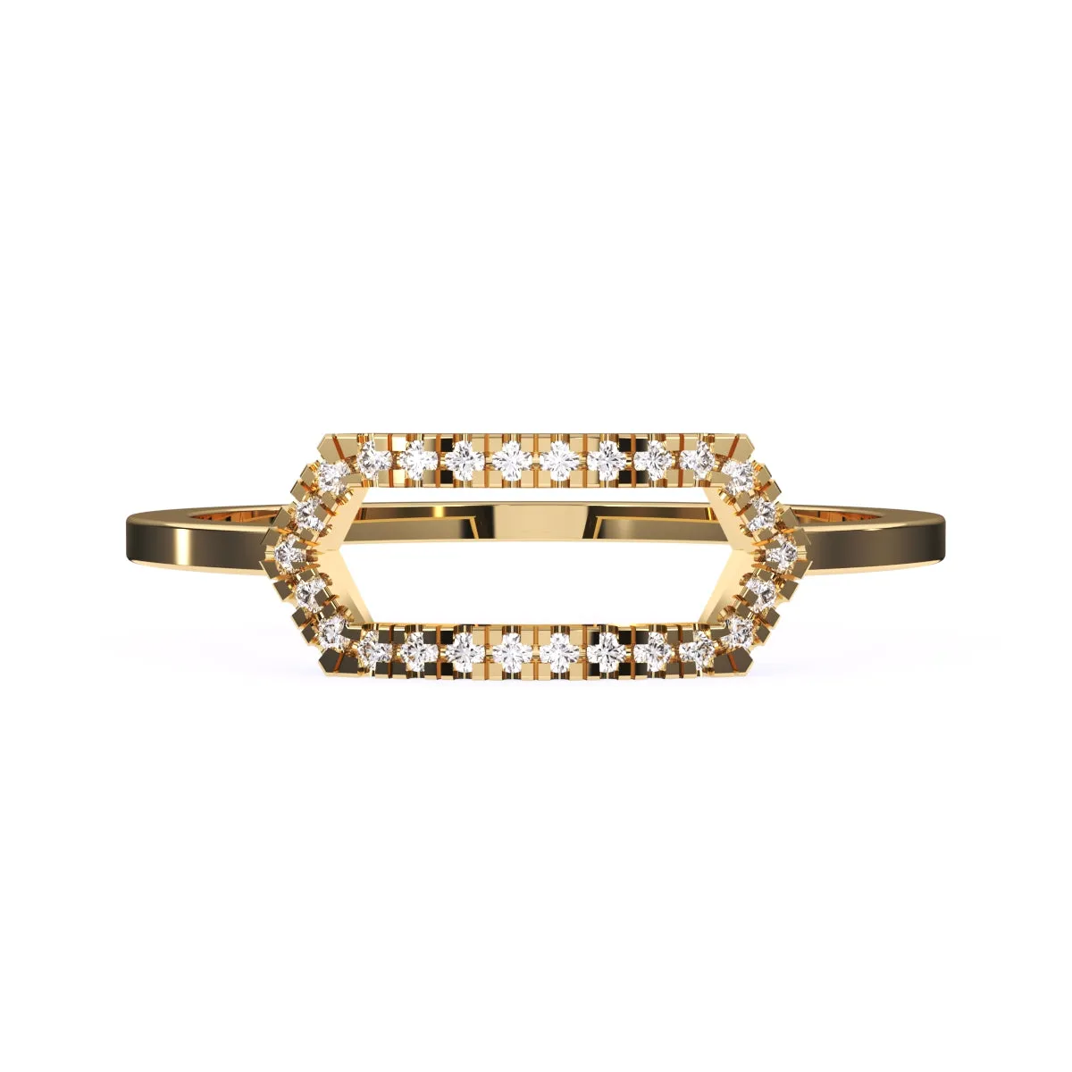 Stylish Open Hexagon Shape Diamond Ring