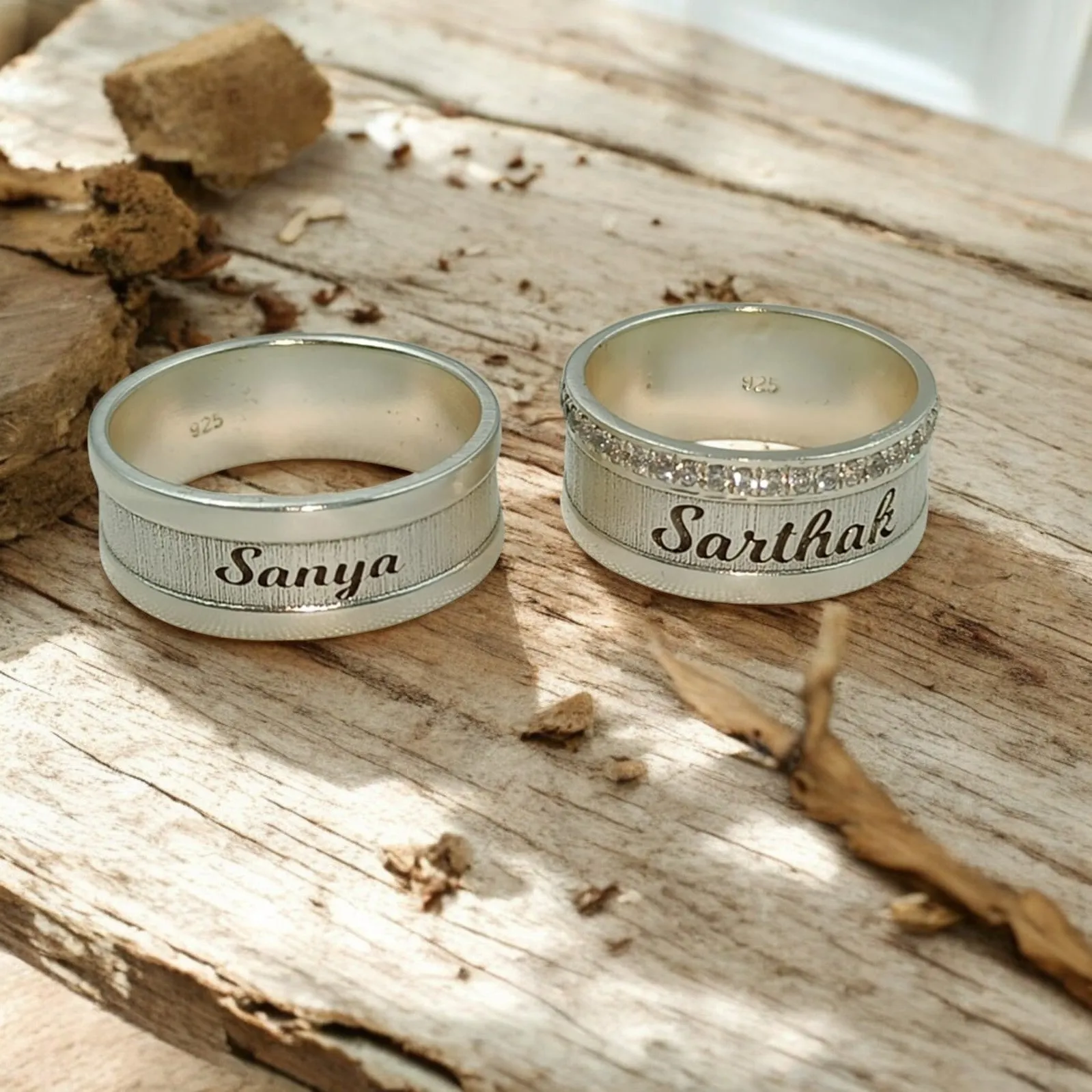 Stylish Personalized Couple Rings with Diamonds