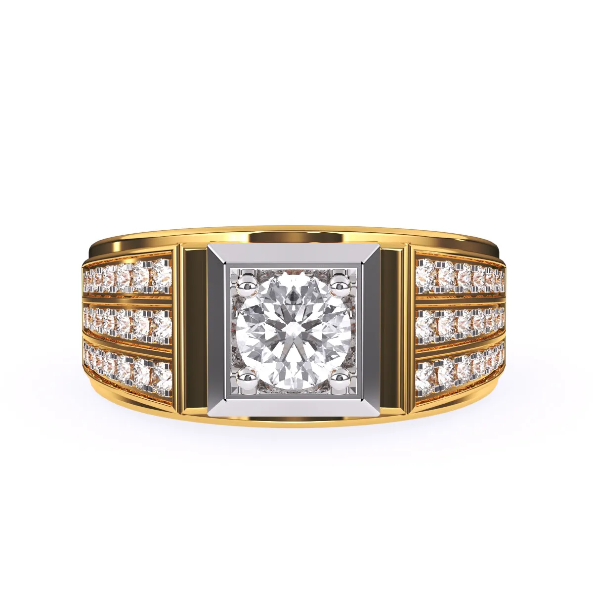 Stylish Three Row Cluster Round Lab Grown Ring