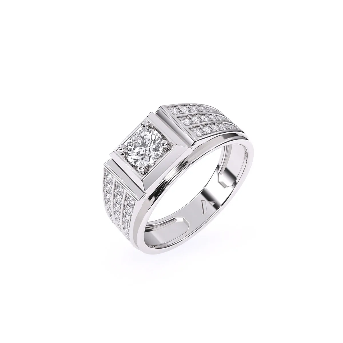 Stylish Three Row Cluster Round Lab Grown Ring