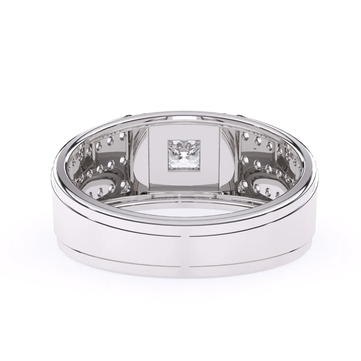Stylish Three Row Cluster Round Lab Grown Ring