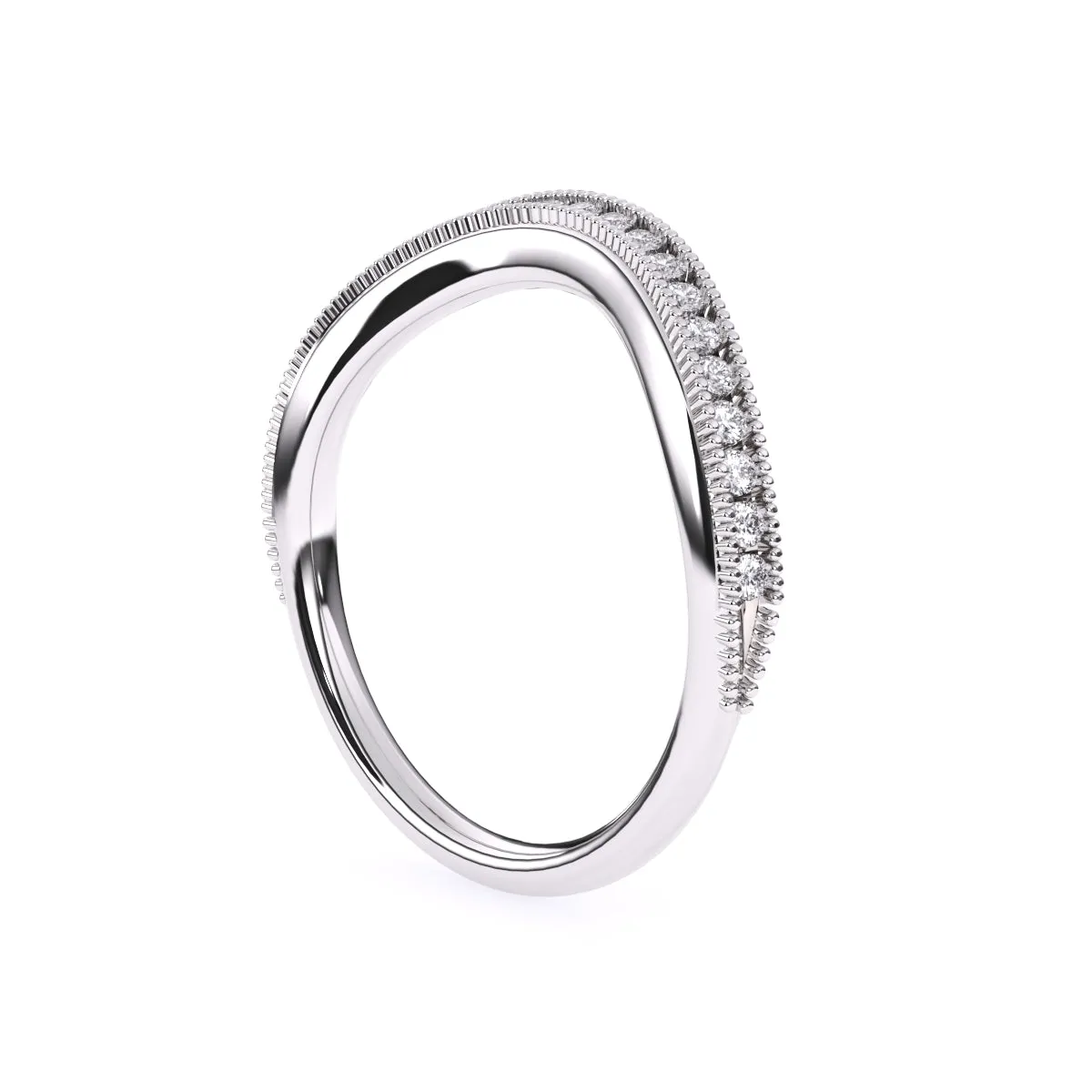 Stylish Vintage Milgrain Curved Wedding Band
