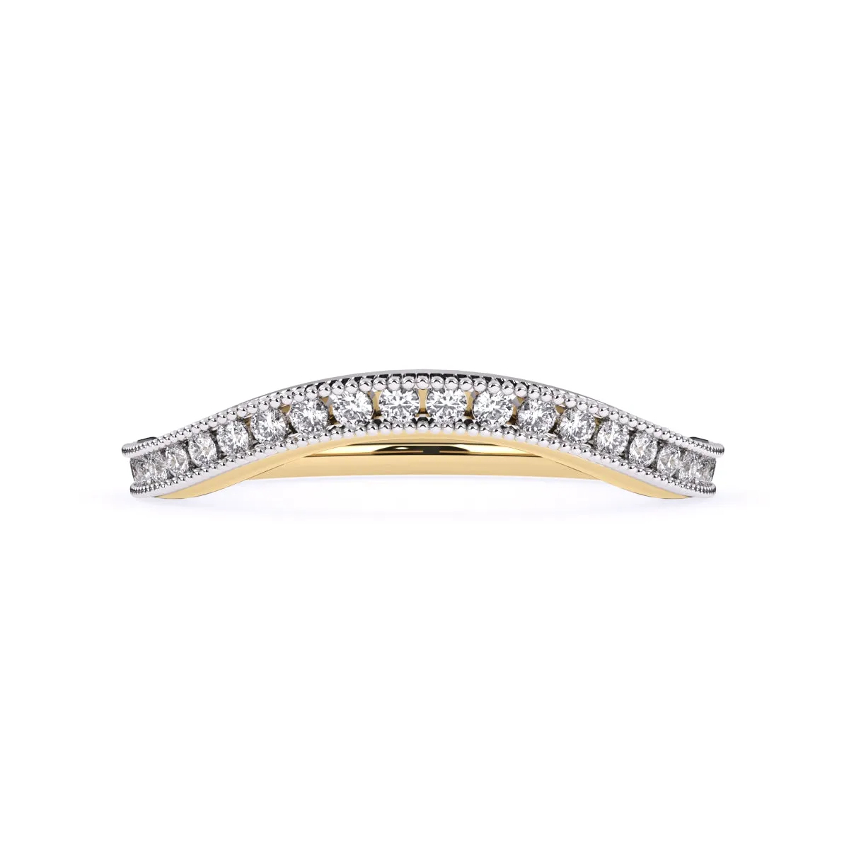 Stylish Vintage Milgrain Curved Wedding Band