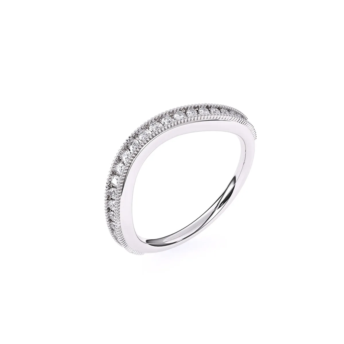 Stylish Vintage Milgrain Curved Wedding Band