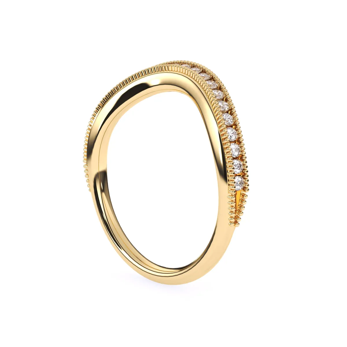 Stylish Vintage Milgrain Curved Wedding Band
