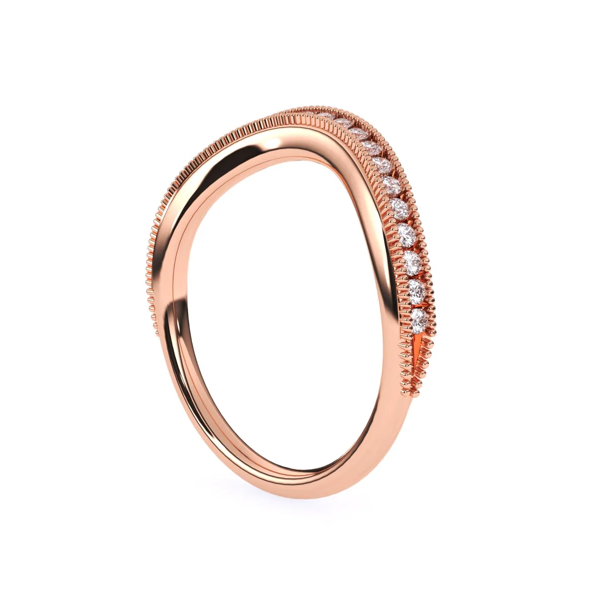 Stylish Vintage Milgrain Curved Wedding Band