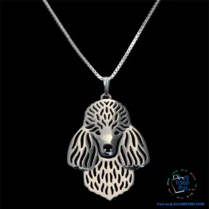 Super Cute Poodle Dog Pendant in Rose Gold, Gold or Silver plating with Bonus Necklace