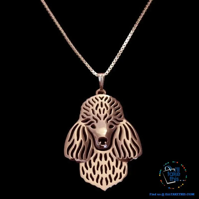 Super Cute Poodle Dog Pendant in Rose Gold, Gold or Silver plating with Bonus Necklace