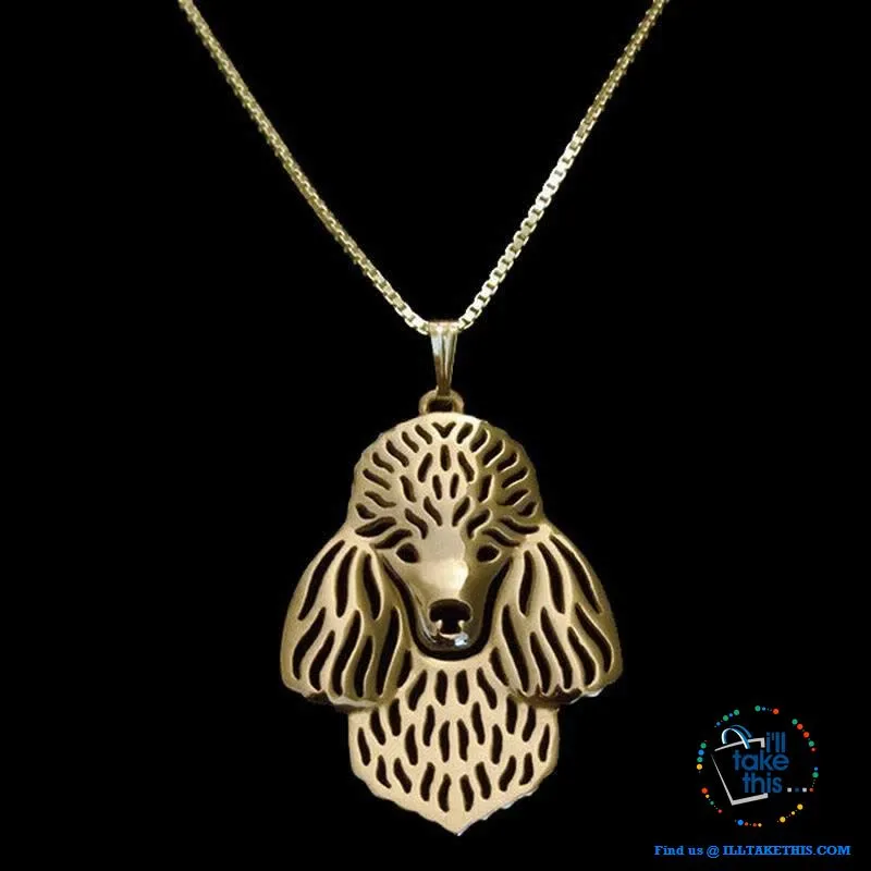 Super Cute Poodle Dog Pendant in Rose Gold, Gold or Silver plating with Bonus Necklace