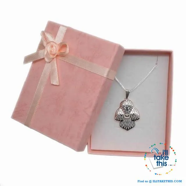 Super Cute Poodle Dog Pendant in Rose Gold, Gold or Silver plating with Bonus Necklace