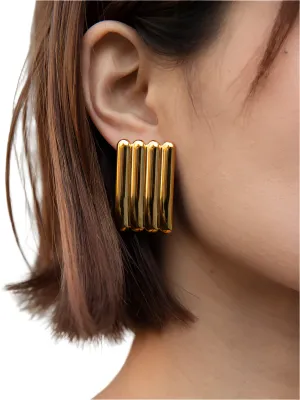 TEEK - Simple Gold Striped Earrings
