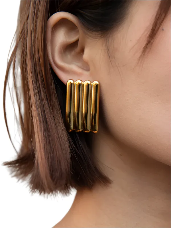 TEEK - Simple Gold Striped Earrings