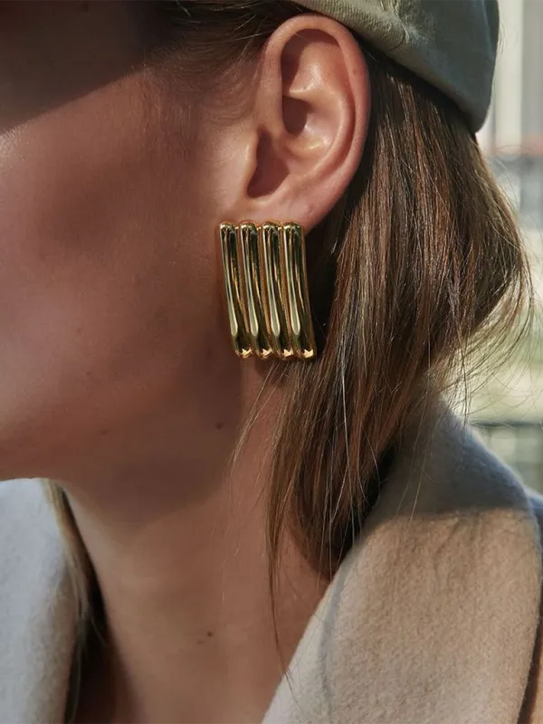 TEEK - Simple Gold Striped Earrings