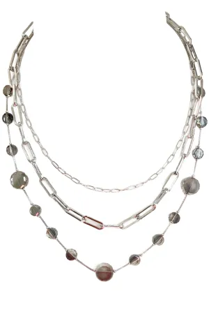 Thru The Glass Layered Silver Chain Necklace
