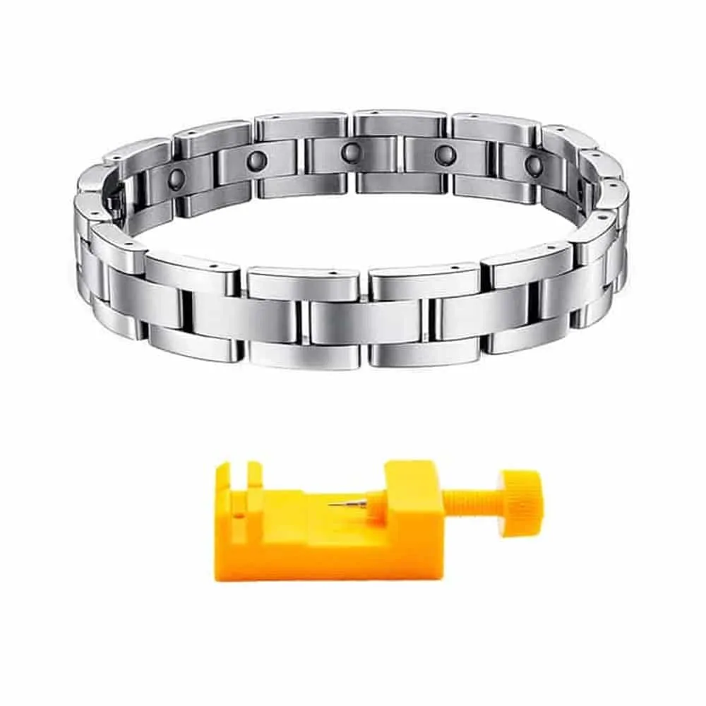 Titanium Steel Magnetic Therapy Bracelet w/ Free Tool- Silver