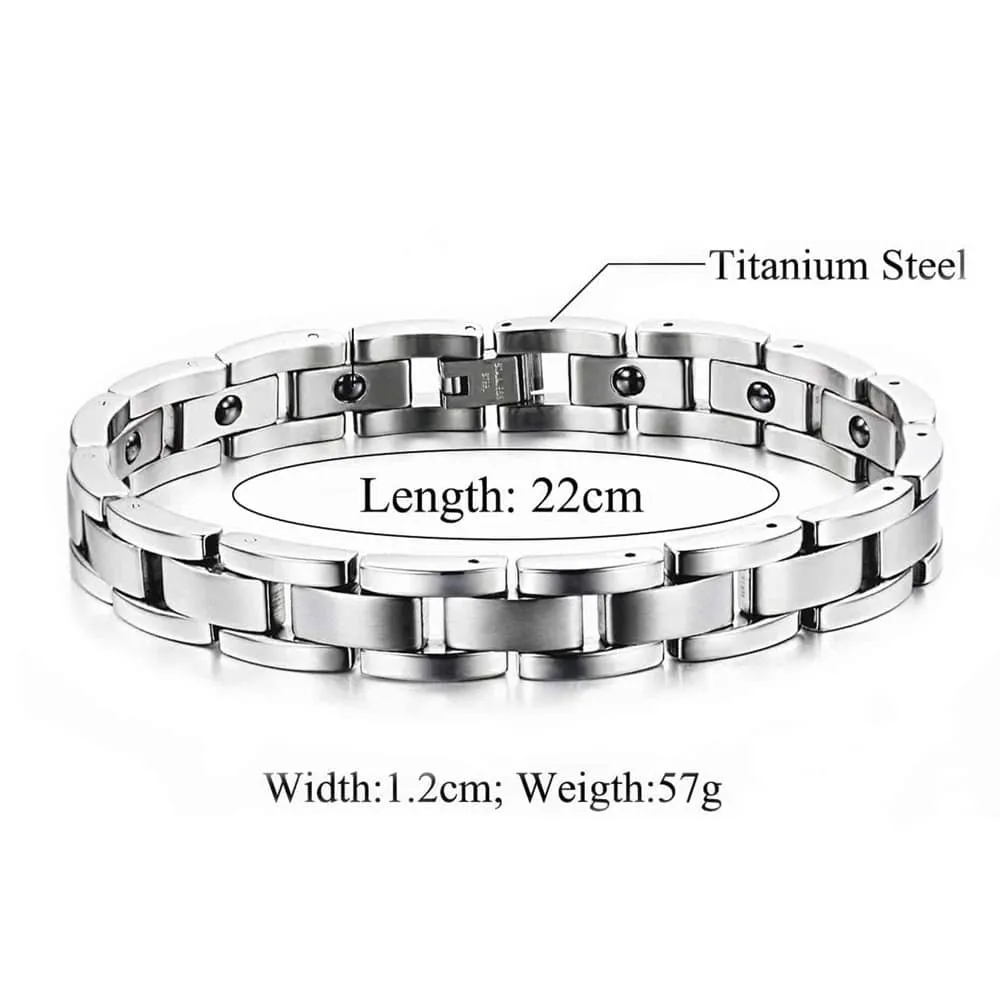 Titanium Steel Magnetic Therapy Bracelet w/ Free Tool- Silver