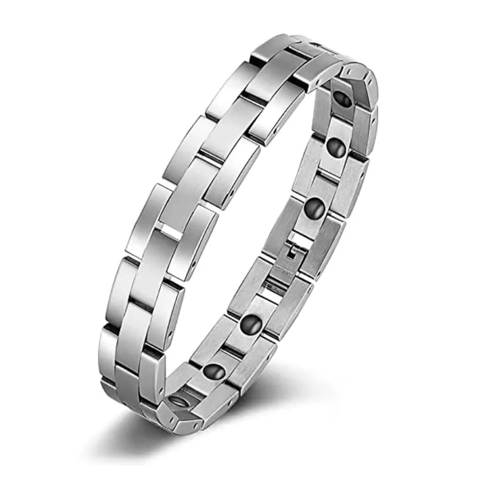 Titanium Steel Magnetic Therapy Bracelet w/ Free Tool- Silver