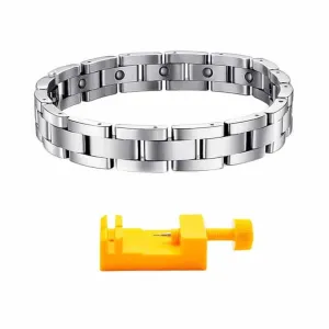 Titanium Steel Magnetic Therapy Bracelet w/ Free Tool- Silver