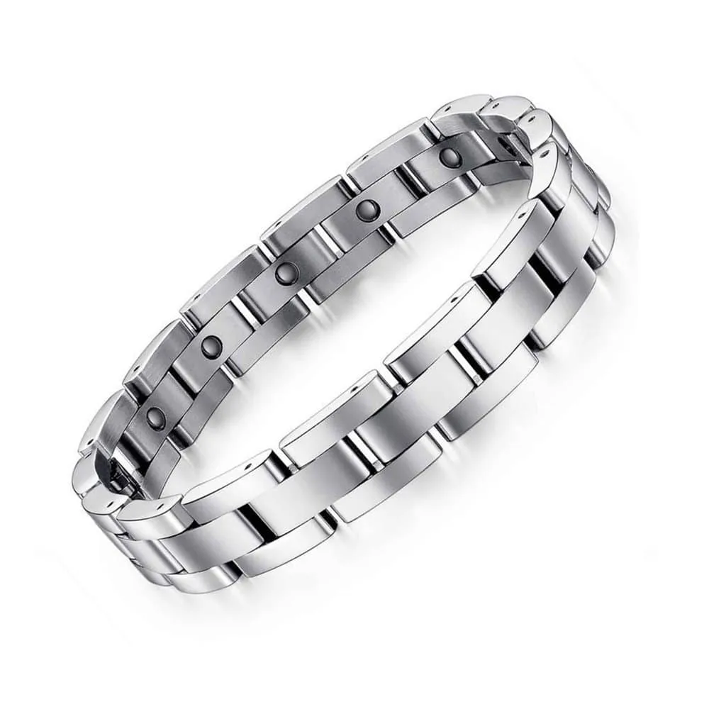 Titanium Steel Magnetic Therapy Bracelet w/ Free Tool- Silver