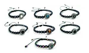 Trendy Modern Macrame Adjustable Bracelets With Swarovski Crystals And Natural Stones