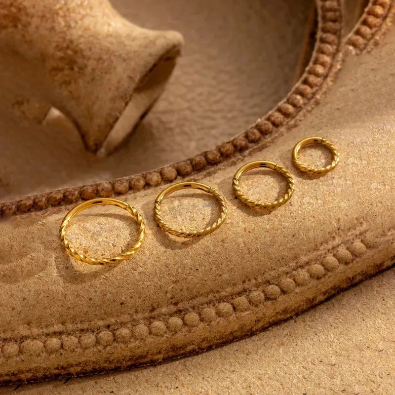 Twisted Gold Hoop Earrings Set