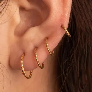 Twisted Gold Hoop Earrings Set