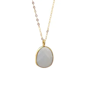 Unique Faceted Milky White Chalcedony  9k Gold