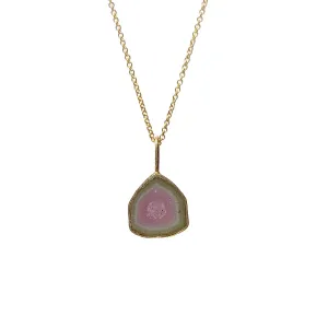 Unique Freeform Watermelon Tourmaline Slice Pendant