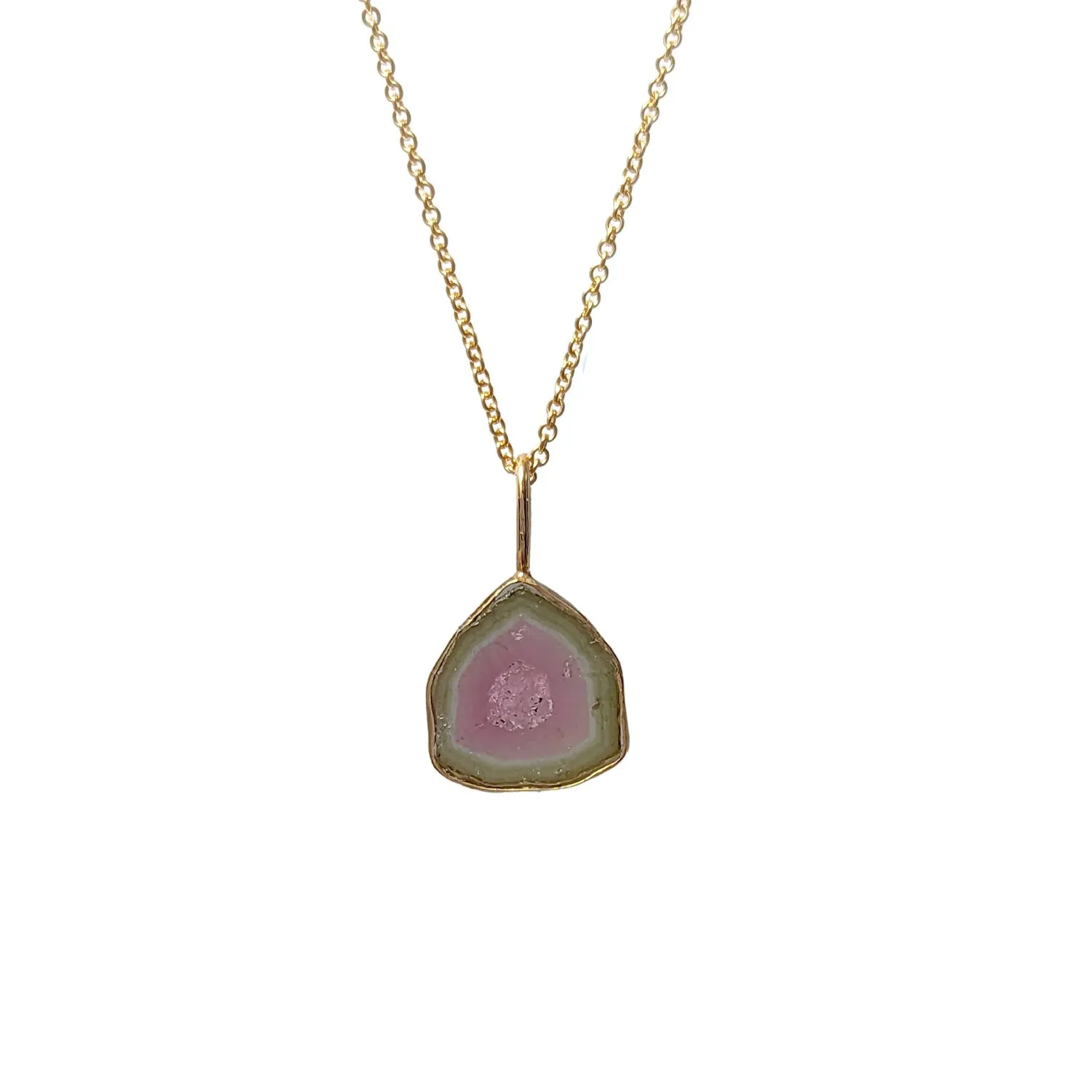 Unique Freeform Watermelon Tourmaline Slice Pendant