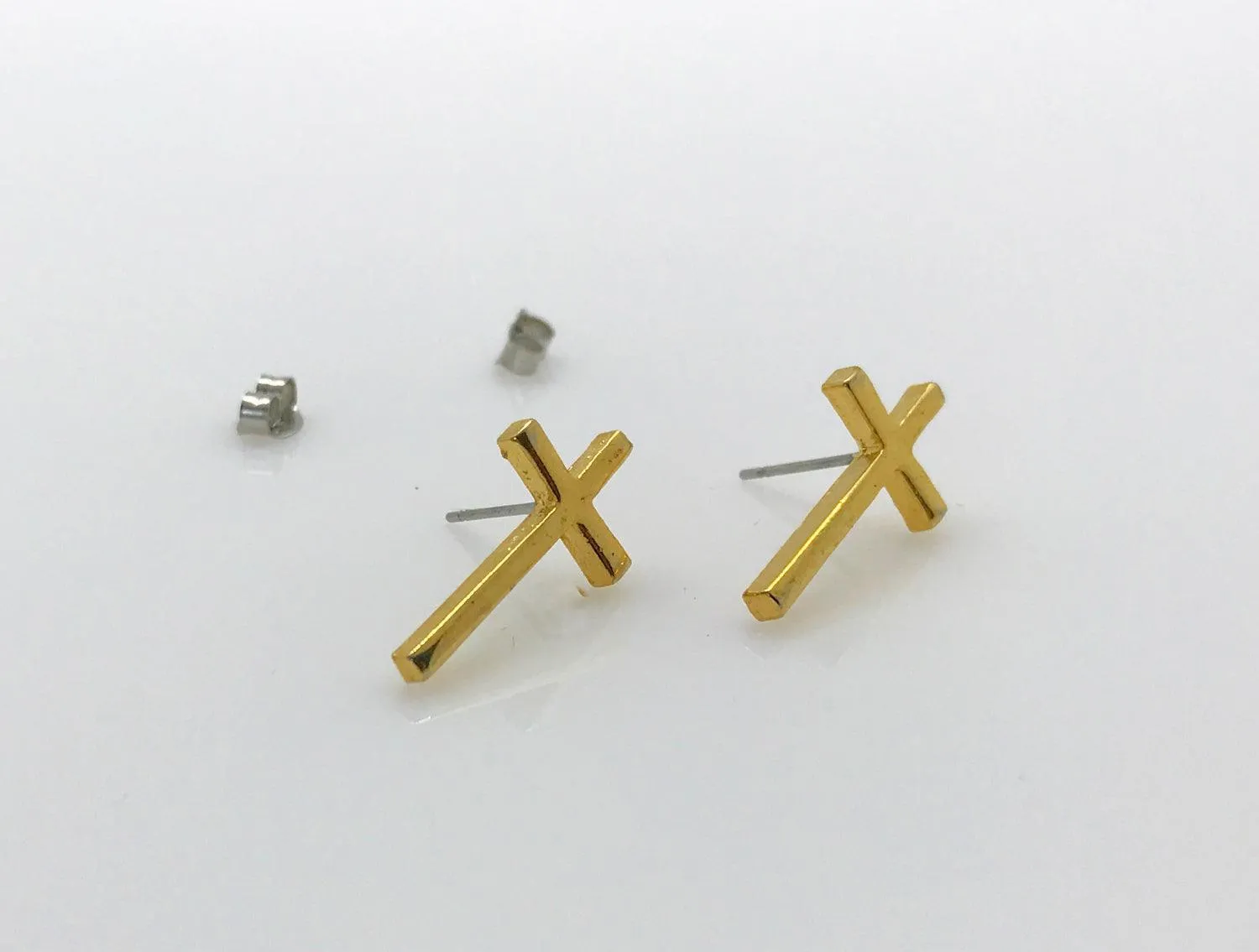Vintage Simple Cross Pierced Earrings