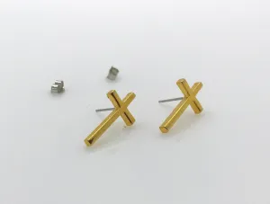 Vintage Simple Cross Pierced Earrings